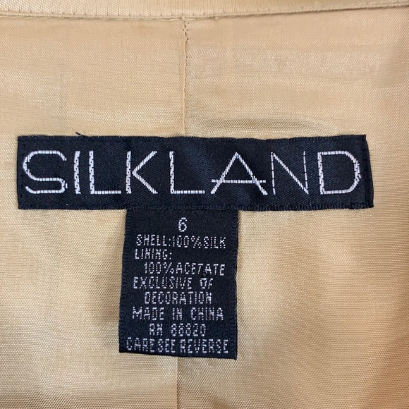 SilkLand Women's Button Up Long Sleeve 100% Silk Yellow Gold Beaded 6 - Picture 3 of 9